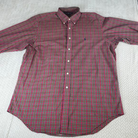 Ralph Lauren Yarmouth Shirt Men Large Plaid Button Down Long Sleeve Preppy Pony - Picture 4 of 10